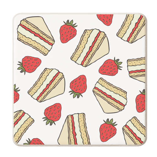 Strawberries and cake - personalised beer coaster by Stonefoxes