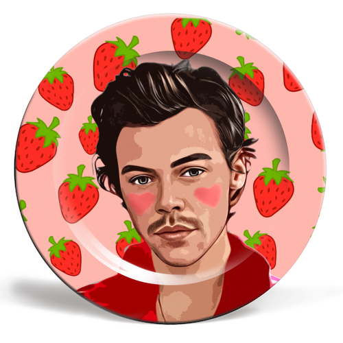 Strawberry Harry - ceramic dinner plate by DOLLY WOLFE