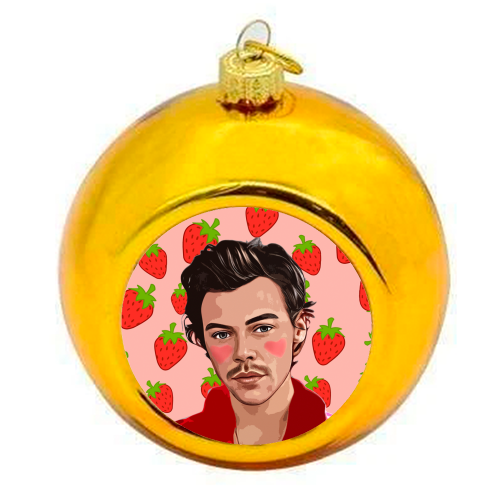 Strawberry Harry - colourful christmas bauble by DOLLY WOLFE