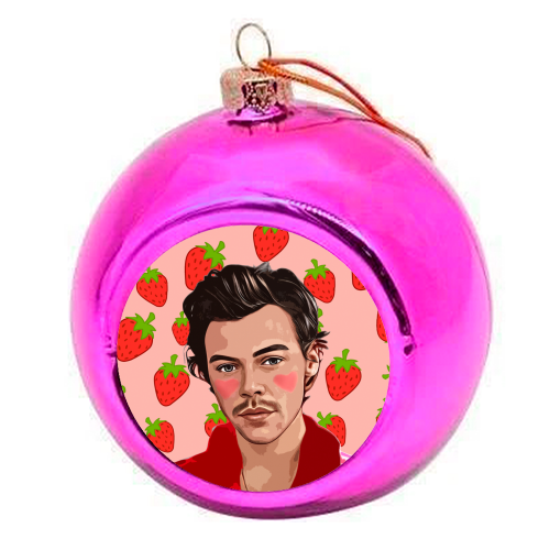 Strawberry Harry - colourful christmas bauble by DOLLY WOLFE