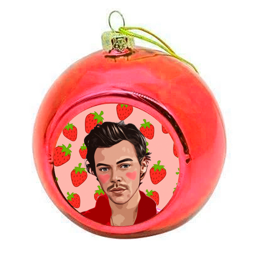 Strawberry Harry - colourful christmas bauble by DOLLY WOLFE