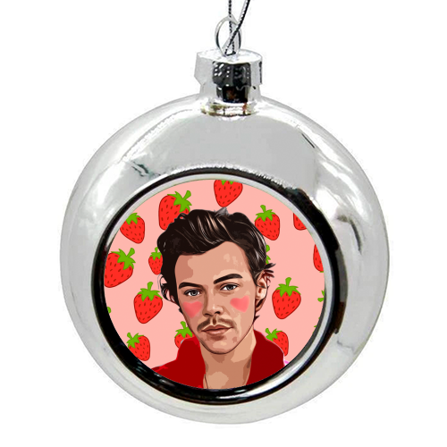 Strawberry Harry - colourful christmas bauble by DOLLY WOLFE