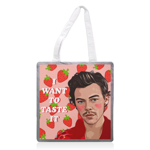 Strawberry Harry - printed canvas tote bag by DOLLY WOLFE