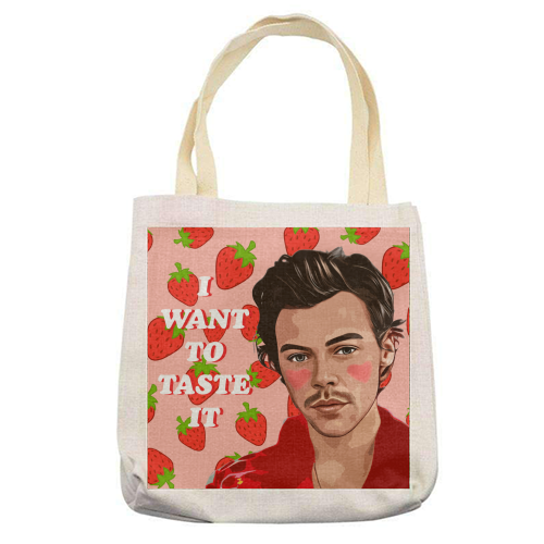 Strawberry Harry - printed canvas tote bag by DOLLY WOLFE