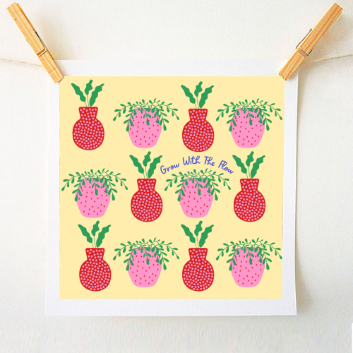 Strawberry & Pomegranate Planters - A1 - A4 art print by Nida Designs