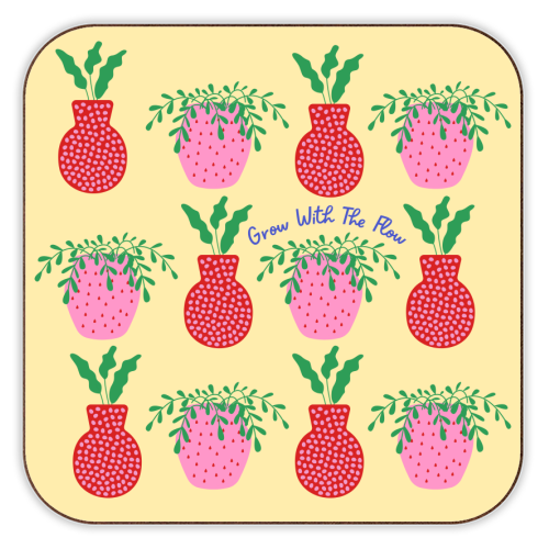 Strawberry & Pomegranate Planters - personalised beer coaster by Nida Designs