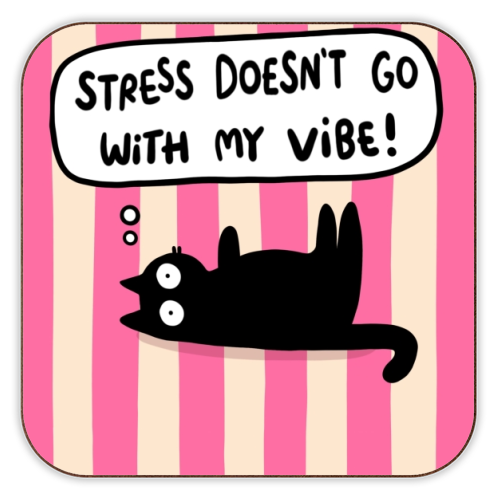 Stress Doesn't Go With My Vibe - personalised beer coaster by The Paper Tail