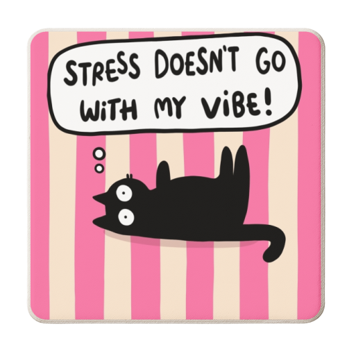 Stress Doesn't Go With My Vibe - personalised beer coaster by The Paper Tail