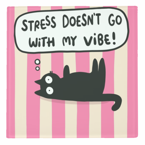 Stress Doesn't Go With My Vibe - personalised beer coaster by The Paper Tail