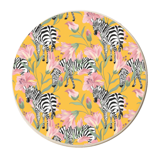 Striped For Life | Zebra Mango Forest | Modern Bohemian Wildlife Jungle | Botanical Nature - personalised beer coaster by Uma Prabhakar Gokhale