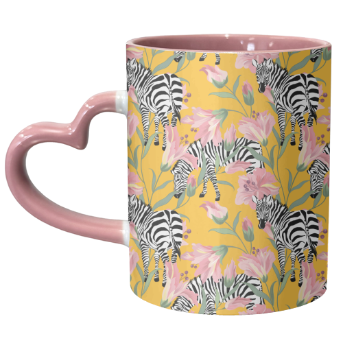 Striped For Life | Zebra Mango Forest | Modern Bohemian Wildlife Jungle | Botanical Nature - unique mug by Uma Prabhakar Gokhale