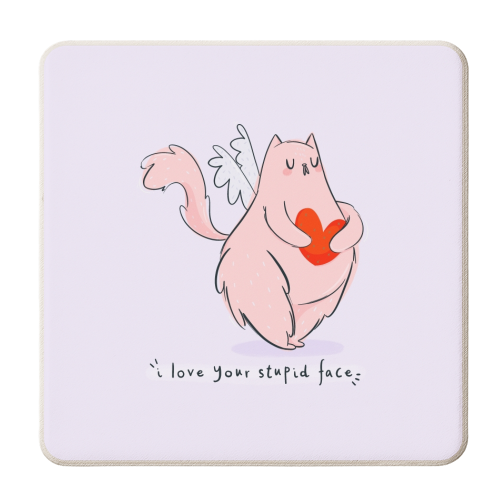 Stupid face cat - personalised beer coaster by Alice Palazon