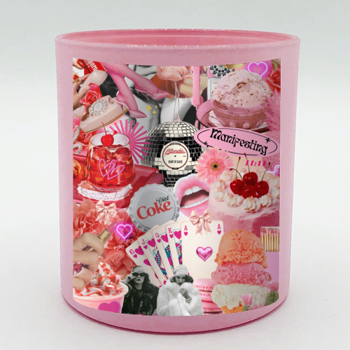 Sugar Rush Society – Retro Pink Collage Art Print | Kitsch Aesthetic Pop Surrealism Wall Art - scented candle by OhMC! Designs