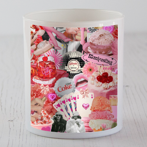 Sugar Rush Society – Retro Pink Collage Art Print | Kitsch Aesthetic Pop Surrealism Wall Art - scented candle by OhMC! Designs