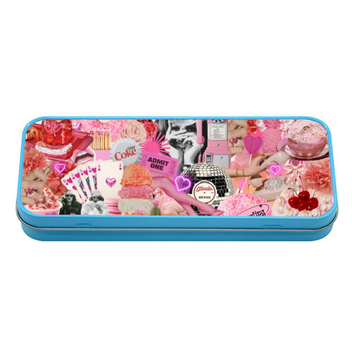 Sugar Rush Society – Retro Pink Collage Art Print | Kitsch Aesthetic Pop Surrealism Wall Art - tin pencil case by OhMC! Designs