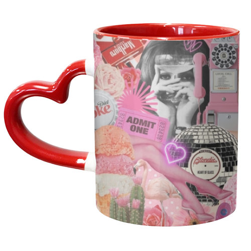 Sugar Rush Society – Retro Pink Collage Art Print | Kitsch Aesthetic Pop Surrealism Wall Art - unique mug by OhMC! Designs