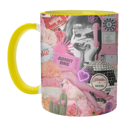 Sugar Rush Society – Retro Pink Collage Art Print | Kitsch Aesthetic Pop Surrealism Wall Art - unique mug by OhMC! Designs
