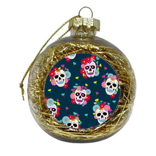 sugar skull floral - xmas bauble by haris kavalla