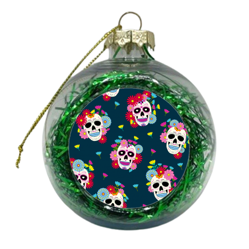 sugar skull floral - xmas bauble by haris kavalla