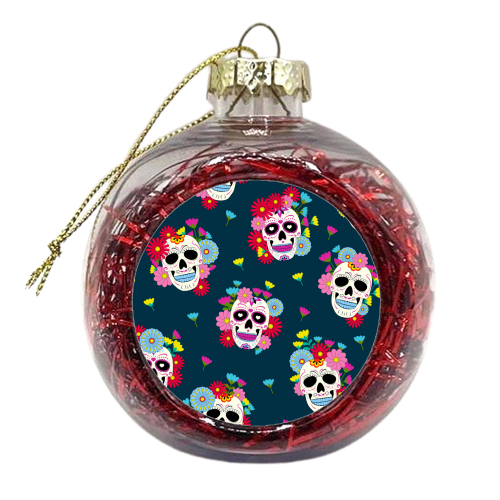 sugar skull floral - xmas bauble by haris kavalla
