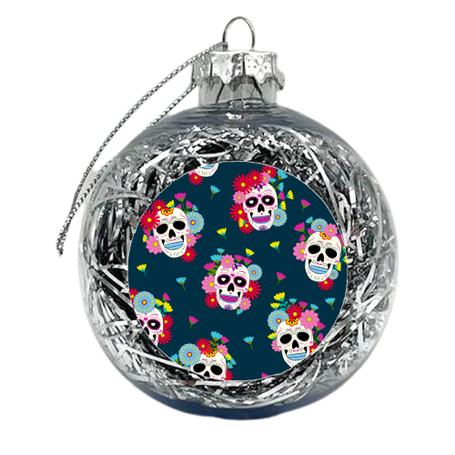 sugar skull floral - xmas bauble by haris kavalla