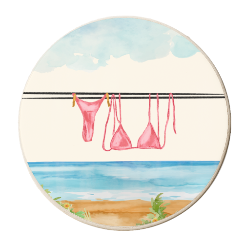 Summer Bikini Out - personalised beer coaster by EZbie