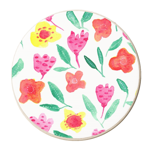 Summer blossoms - personalised beer coaster by Michelle Walker