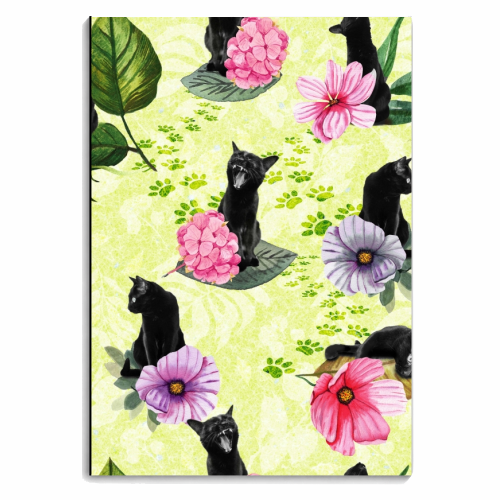 Summer Cats (fresh green) - personalised A4, A5, A6 notebook by DejaReve