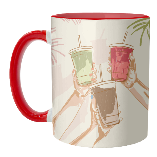 Summer Cheers – Iced Coffee & Tropical Drinks - unique mug by EZbie