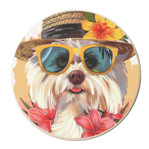 Summer dog - personalised beer coaster by DejaReve