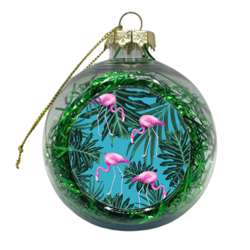Summer Flamingo Jungle Vibes #2 #tropical #decor #art - xmas bauble by Anita Bella Jantz