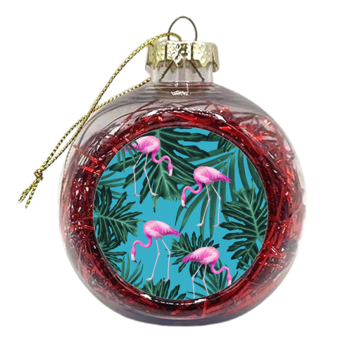 Summer Flamingo Jungle Vibes #2 #tropical #decor #art - xmas bauble by Anita Bella Jantz