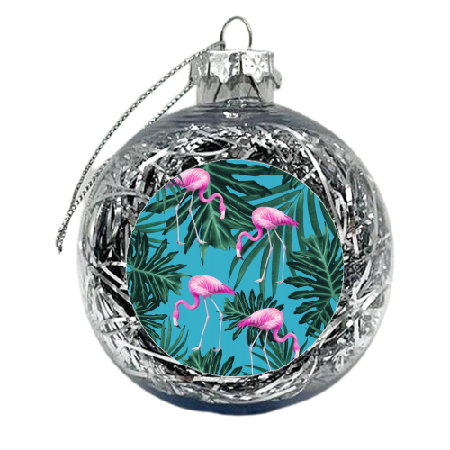 Summer Flamingo Jungle Vibes #2 #tropical #decor #art - xmas bauble by Anita Bella Jantz