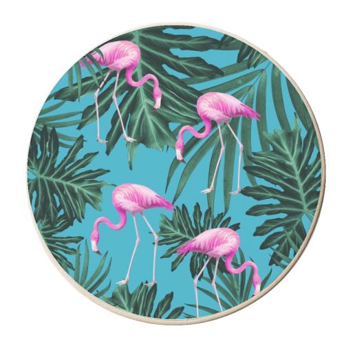 Summer Flamingo Jungle Vibes #2 #tropical #decor #art - personalised beer coaster by Anita Bella Jantz