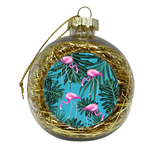 Summer Flamingo Jungle Vibes #2 #tropical #decor #art - xmas bauble by Anita Bella Jantz