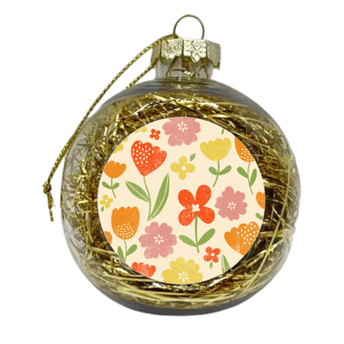 Summer floral - xmas bauble by sarah morley