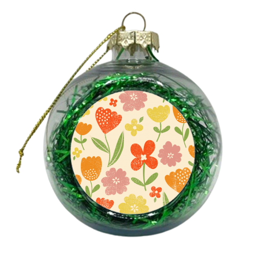 Summer floral - xmas bauble by sarah morley