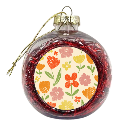 Summer floral - xmas bauble by sarah morley