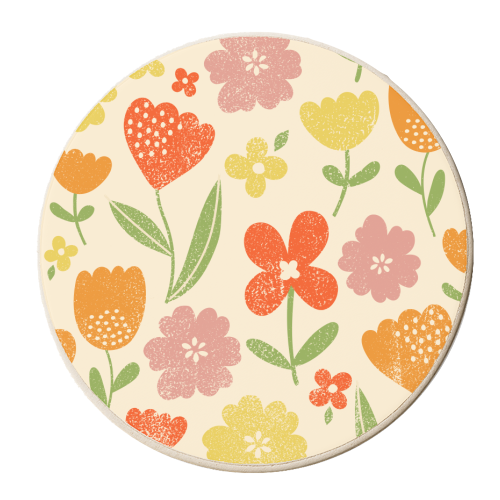 Summer floral - personalised beer coaster by sarah morley
