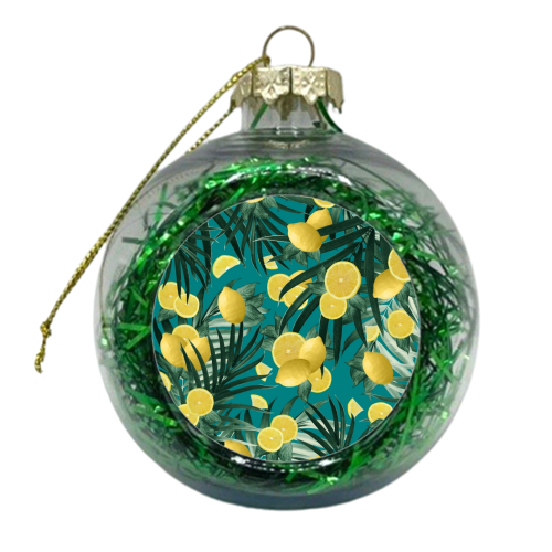 Summer Lemon Twist Jungle #5 #tropical #decor #art - xmas bauble by Anita Bella Jantz