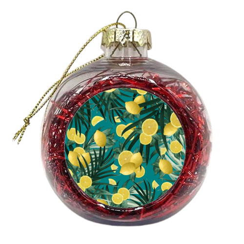 Summer Lemon Twist Jungle #5 #tropical #decor #art - xmas bauble by Anita Bella Jantz