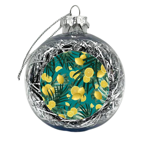 Summer Lemon Twist Jungle #5 #tropical #decor #art - xmas bauble by Anita Bella Jantz