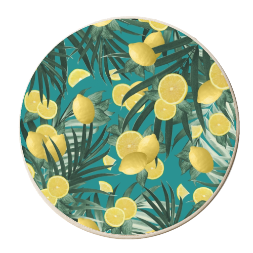 Summer Lemon Twist Jungle #5 #tropical #decor #art - personalised beer coaster by Anita Bella Jantz