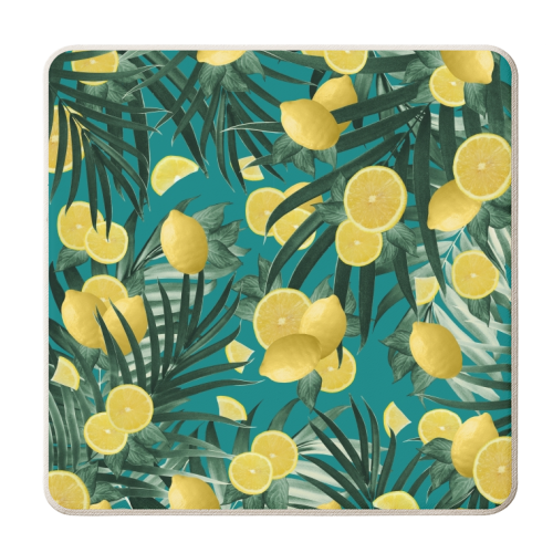 Summer Lemon Twist Jungle #5 #tropical #decor #art - personalised beer coaster by Anita Bella Jantz