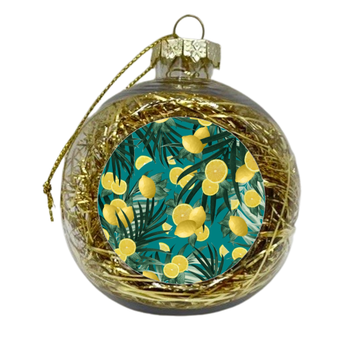 Summer Lemon Twist Jungle #5 #tropical #decor #art - xmas bauble by Anita Bella Jantz
