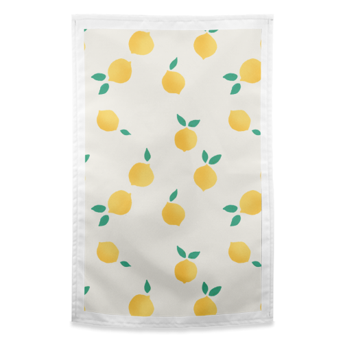 Summer Lemons Pattern - funny tea towel by Ania Wieclaw