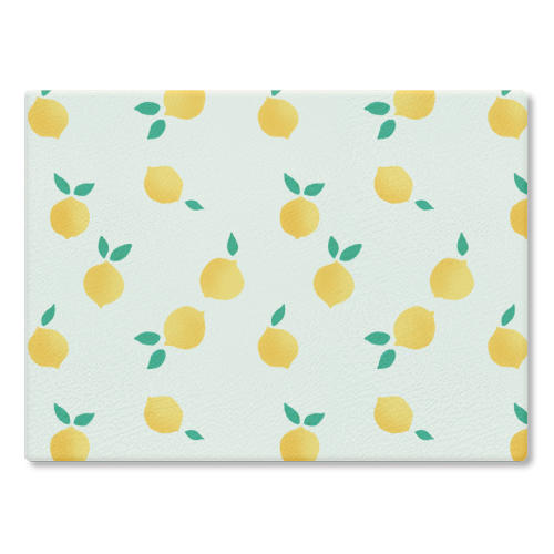 Summer Lemons Pattern - glass chopping board by Ania Wieclaw