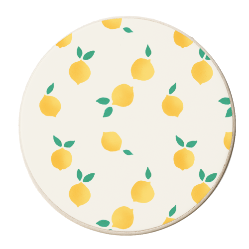 Summer Lemons Pattern - personalised beer coaster by Ania Wieclaw