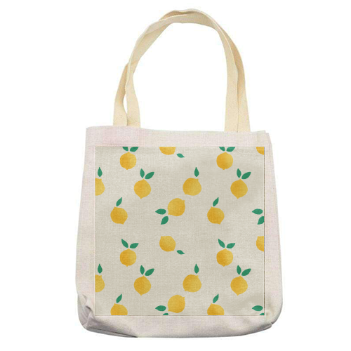 Summer Lemons Pattern - printed canvas tote bag by Ania Wieclaw
