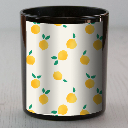 Summer Lemons Pattern - scented candle by Ania Wieclaw